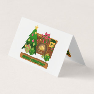 Feliz Natal perto da árvore de Natal de lareira bo