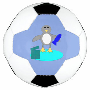 Feliz Natal Pesca Pinguim Bola de Futebol
