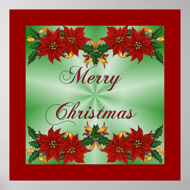 Feliz Natal Poinsettia Poster (Frente)