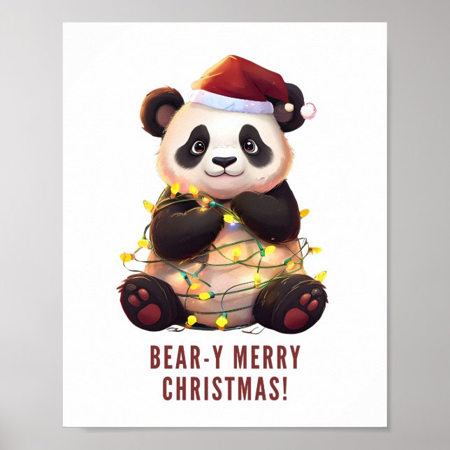 Feliz Natal! Poster Panda Reproduzido (Frente)