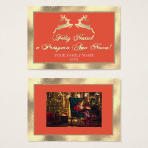 Feliz Natal Próspero Anno Nuovo Foto Dourada Real