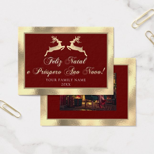 Feliz Natal Próspero Anno Nuovo Foto Real Dourada (Escritótio)