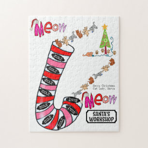 Feliz Natal Quebra-cabeça de Natal Senhora de Miau