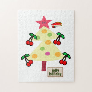 Feliz Natal Quebra-cabeça Jolly HolidayTrees Cherr