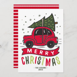 Feliz Natal Red Car Tree Name Modelo Cute