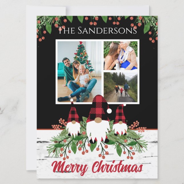 Feliz Natal Red Hat Buffalo Xadrez Gnomos (Frente)