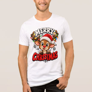 Feliz Natal Rena Fofa com Chapéu de Papai Noel