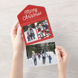 Feliz Natal retro colagem vermelha feriado único