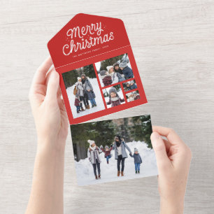 Feliz Natal retro colagem vermelha feriado único