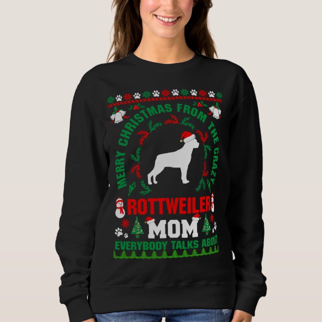 Feliz Natal Rottweiler Mãe Suéter Feio (Frente)