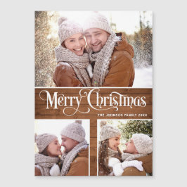 Feliz Natal Rustic 3 PHOTO Magnetic Card
