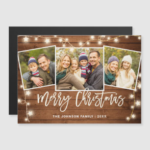 Feliz Natal Rustic 3 PHOTO Magnetic Card