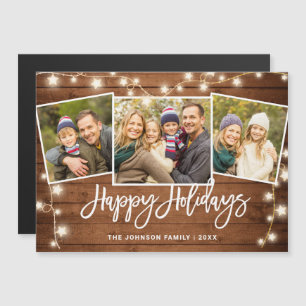 Feliz Natal Rustic 3 PHOTO Magnetic Card
