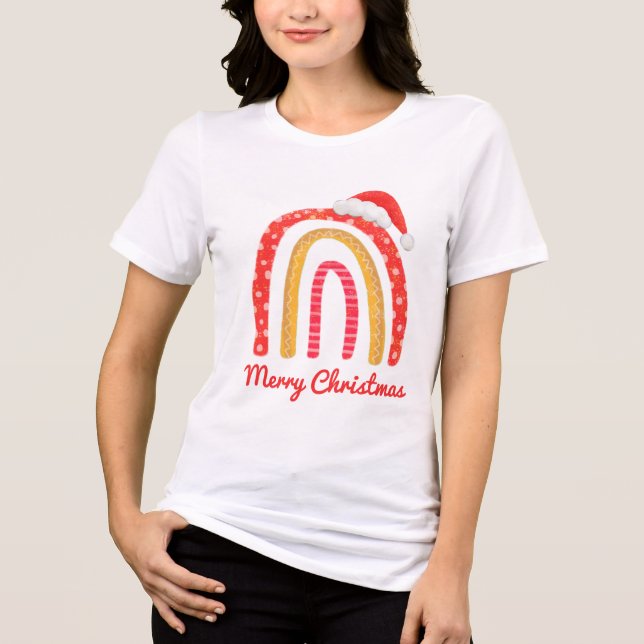 Feliz Natal Santa Hat Rainbow Holidays Modernos (Frente)