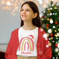 Feliz Natal Santa Hat Rainbow Personalizado T-S