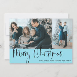 Feliz Natal - Script 2 Photo Holiday Blue