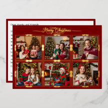 Feliz Natal Seis Imagens Enquadradas Frente Vermel