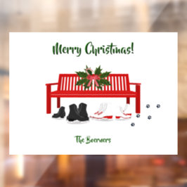 Feliz Natal Skates de gelo Família Vento da Porta