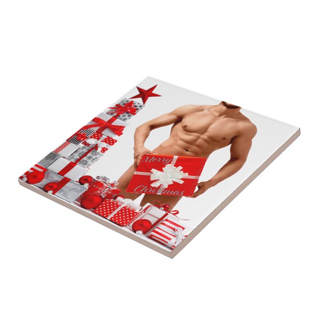 Feliz Natal SlipperyJoe presente vermelho branco p (Lateral)