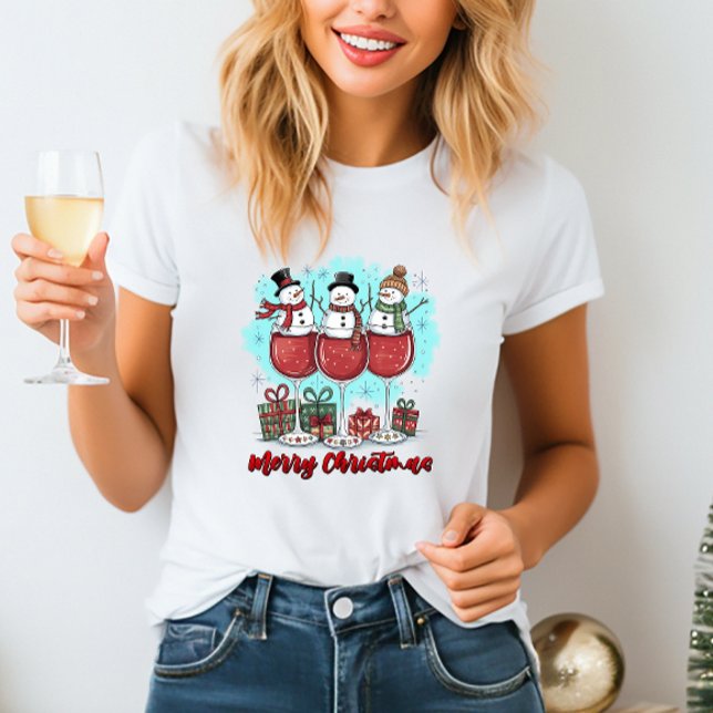 Feliz Natal Snowman e Camiseta de Vinho (Criador carregado)