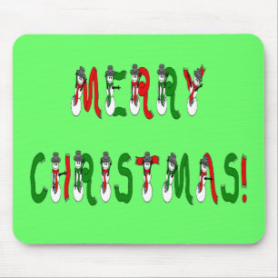 Feliz Natal Snowman Font Mousepad