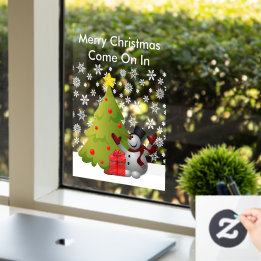 Feliz Natal Snowman Tree Home ou Storefront Sm