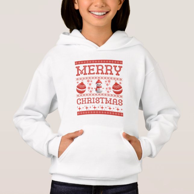 Feliz Natal Snowman Ugly Sweater Hoodie (Frente)