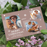 Feliz Natal Sr. e Sra. 3 Foto Collage Modern<br><div class="desc">Feliz Natal Sr & Sra. 3 Photo Collage Trendy Modern Christmas Cards apresenta uma colagem fotográfica de três de suas fotos favoritas com o texto "Feliz Natal do novo Sr & Sra." em um elegante roteiro branco. Personalize editando o texto nas caixas de texto fornecidas. Perfeito para o Natal enviar...</div>