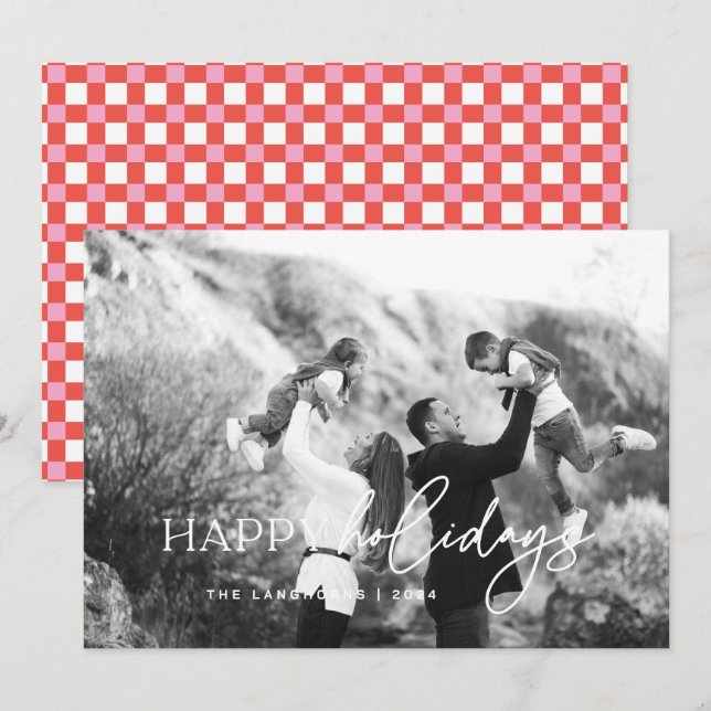 Feliz Natal Texto Branco Foto Cartão de Natal (Frente/Verso)