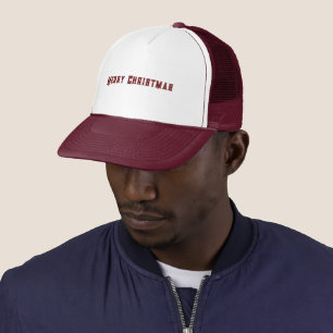 Feliz Natal Texto Impresso Branco e Boné Maroon