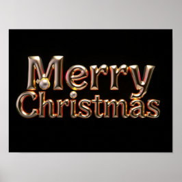Feliz Natal Tipografia de Luxo Poster Papel H12