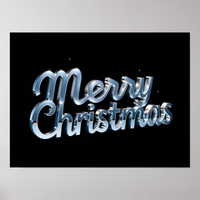 Feliz Natal Tipografia de Luxo Poster Papel H24 (Frente)