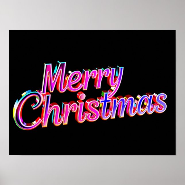 Feliz Natal Tipografia de Luxo Poster Papel H46 (Frente)