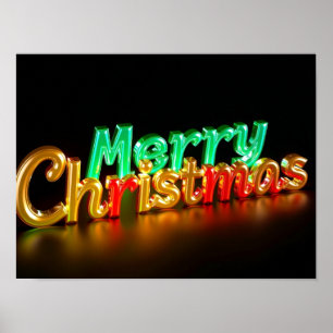 Feliz Natal Tipografia Luxuosa Poster Papel H06