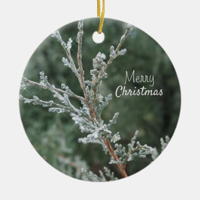 Feliz Natal, Tristeza, Ornamento de Cerâmica de Ju (Frente)