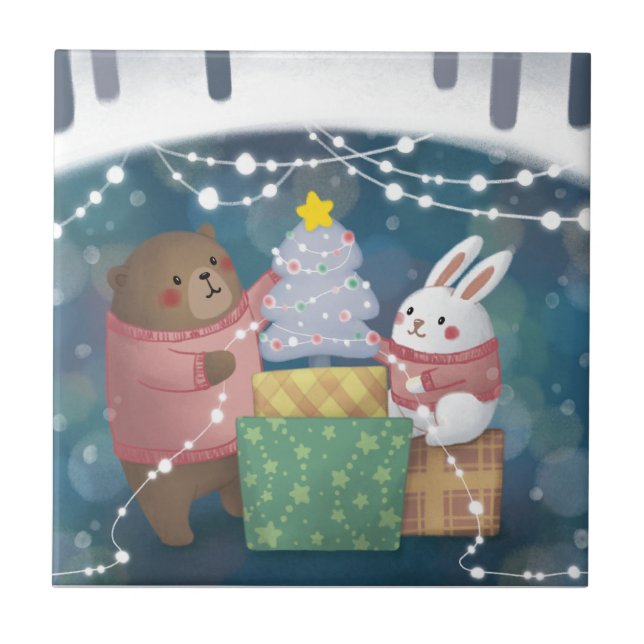 Feliz Natal: Urso e Coelhinho (Frente)