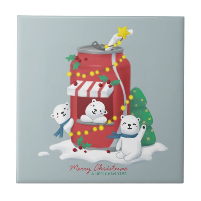 Feliz Natal: Urso Polar e lata de Soda (Frente)