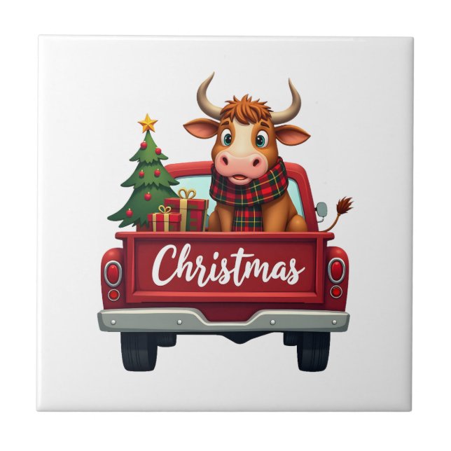 Feliz Natal Vaca das Terras Altas Árvore de Natal  (Frente)
