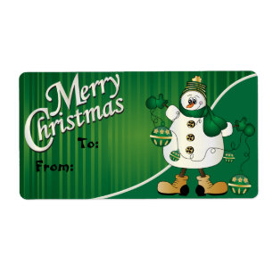 Feliz Natal Verde Snowman - Etiqueta de Presente