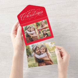 Feliz Natal vermelho 4 fotos exclusivas triplo de