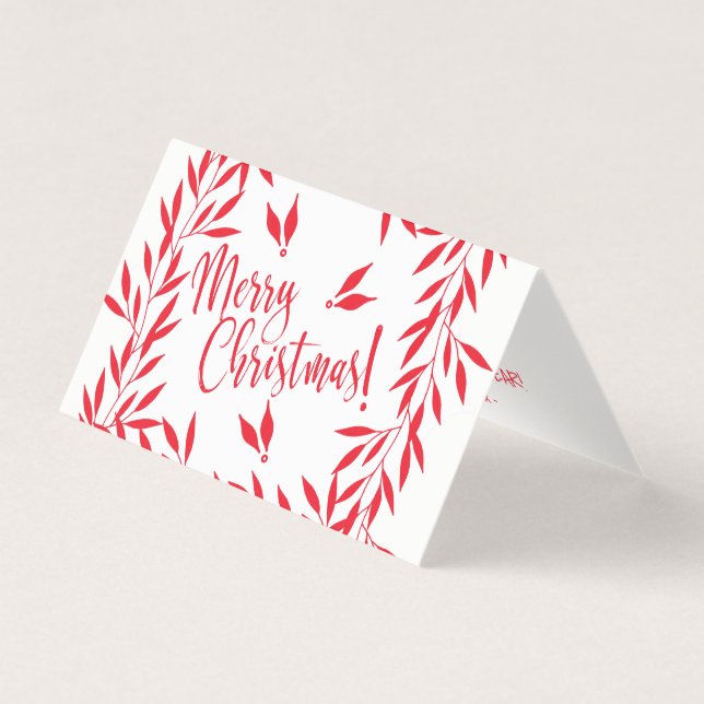 Feliz Natal vermelho branco seu texto de foto dent (Frente)