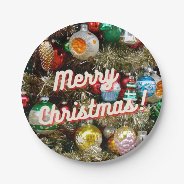 Feliz Natal Vintage! Prato de Papel (Frente)