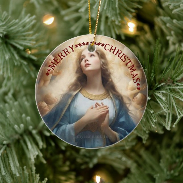Feliz Natal | Virgem Maria | Enfeite de Cerâmica (Árvore)
