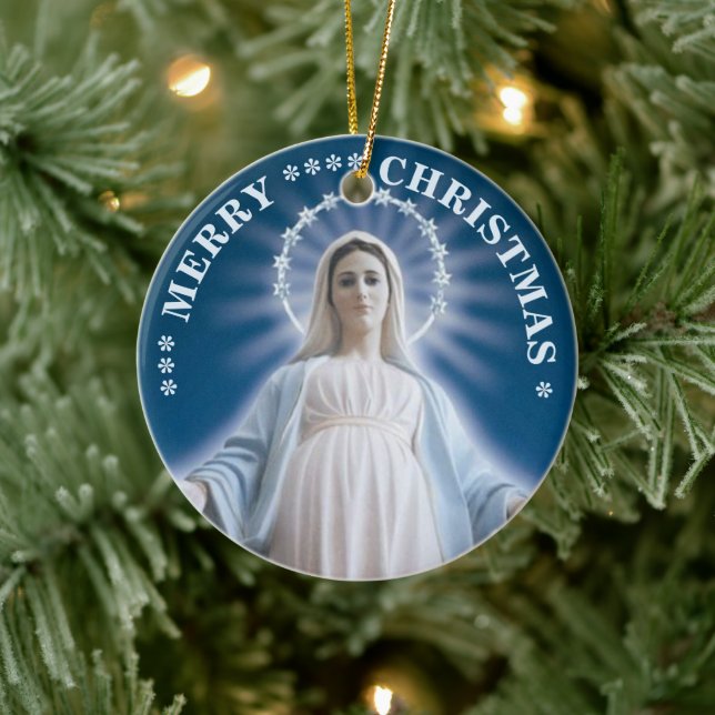 Feliz Natal | Virgem Maria | Enfeite de Cerâmica (Árvore)