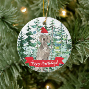 Feliz Natal Weimaraner Cão Enfeite de Natal