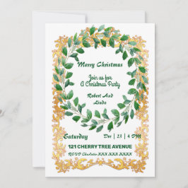 Feliz Natal Wreath Dourado Frame Convite de festas