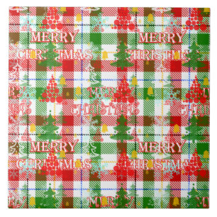 Feliz Natal Xadrez Decorativa Tartan