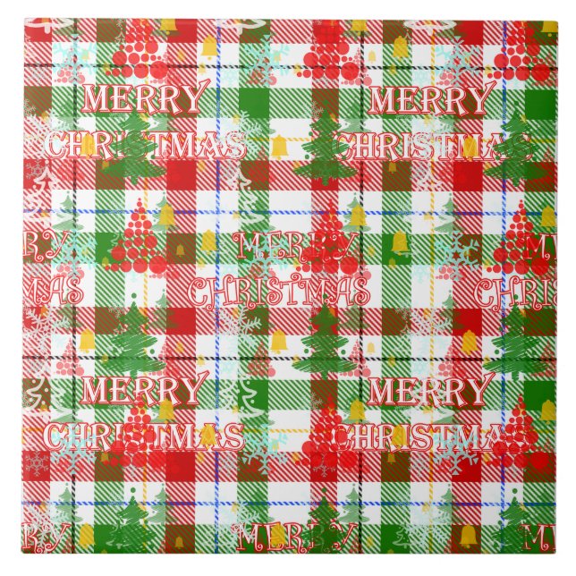 Feliz Natal Xadrez Decorativa Tartan (Frente)
