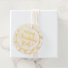 Feliz Natal Y Foliage Foil Gift Tag
