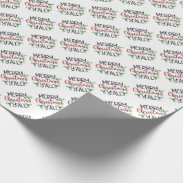 Feliz Natal Y'all papel de embrulho tipográfico